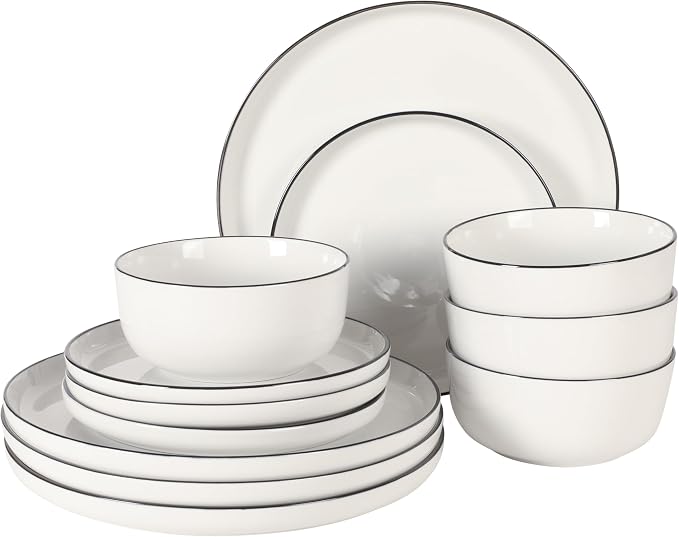 Gibson Home Oslo 12-Piece Porcelain Dinnerware Set – Dinner Plates, Salad by GibsonHomewares