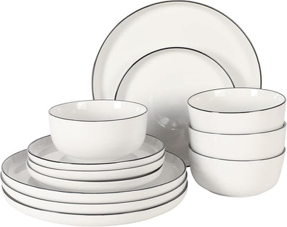 Gibson Home Oslo 12-Piece Porcelain Dinnerware Set – Dinner Plates, Salad by GibsonHomewares