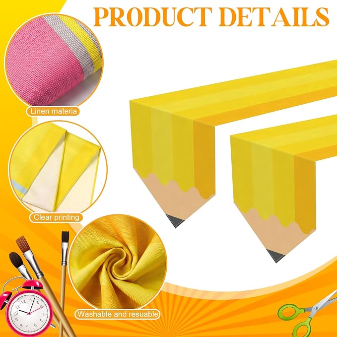 8 Pcs Pencil Table Runner 71 x 13 Inch Preschool Back to School Classroom - Image 3