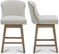 CHITA Counter Height Swivel Barstools, FSC Certified Upholstered Performance Fabric Bar Stools Set of 2, 26" Seat Height, Linen