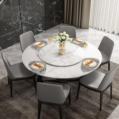 Faux Leather Placemats and Coasters Set of 2, Round Leather for Dinner Table Mats Heat Resistant Non-Slip Insulation Coffee Mats Kitchen Place Mats Nordic Style (Light Gray, 2 Placemats+2 Coasters)