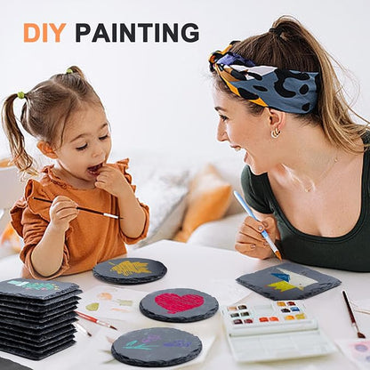 24 PCS Slate Drink Coasters, Cymuber 4 Inch Black Coasters Stone Cup Coaster - Image 3