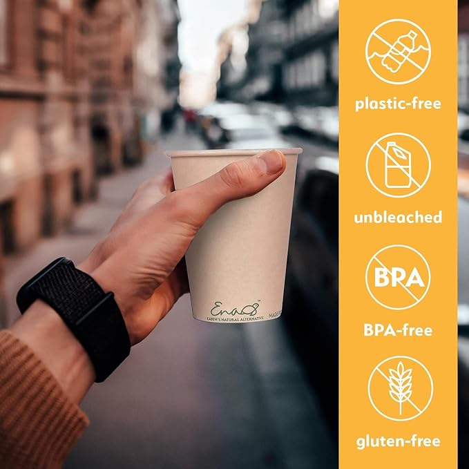 100% Compostable Disposable Coffee Cups Paper Cups Made from Bamboo, - Image 4