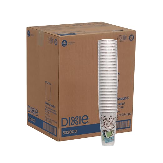 Dixie PerfecTouch 20 oz Paper Coffee Cups By GP PRO, Coffee Haze Design by Georgia-Pacific