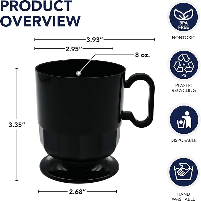 Party Essentials 8-Ounce Hard Plastic Coffee Cup/Tea Mug - Image 2