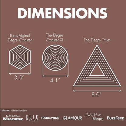 LINE+ARC Extra Thick Silicone Coasters (As Seen in NYTimes WireCutter) Waterproof Anti-Stain Heat-Safe Dishwasher-Safe Degrē Coasters XL (Set of 6 Mauve) Outdoor Rubber Mid-Century Modern