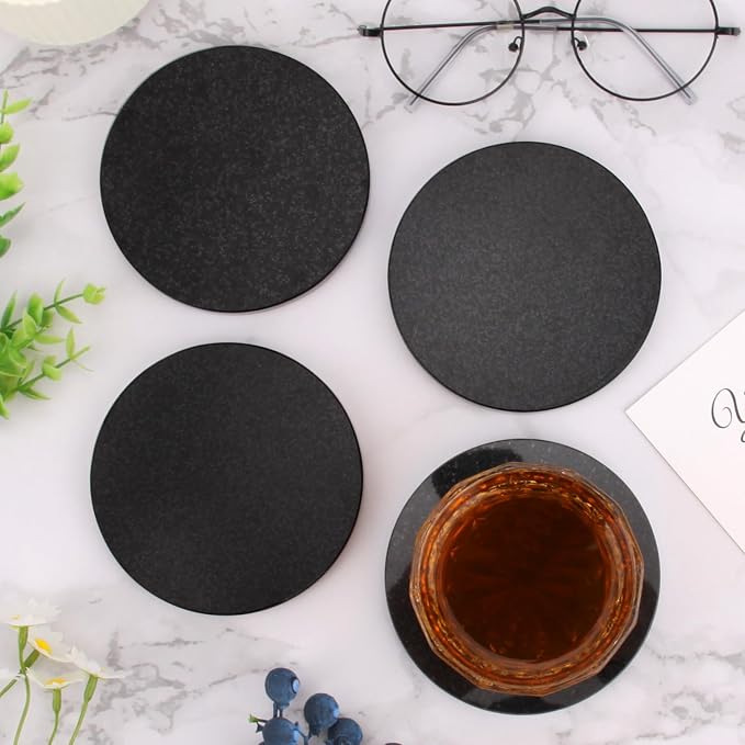 Natural Marble Coasters Set of 4, 4 inch Round Stone Coasters - Image 7