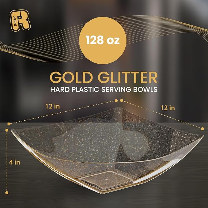 R-kay 6 Pack Extra Large Gold Glitter Serving Bowl - Image 4