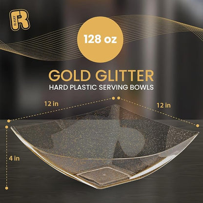 R-kay 6 Pack Extra Large Gold Glitter Serving Bowl - Image 4
