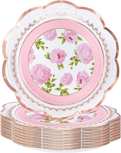 WRAPAHOLIC 25Pcs Floral Paper Plates by WRAPAHOLIC