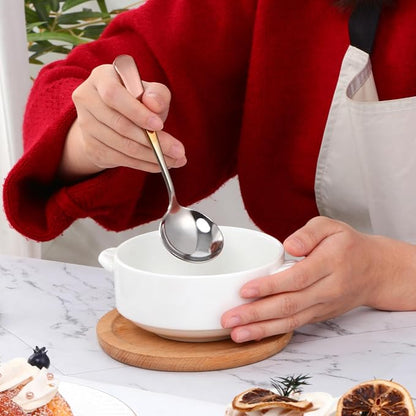 Broth Round Spoon Set, 11-Piece Reusable Stainless Steel Dinner Table Cereal - Image 5