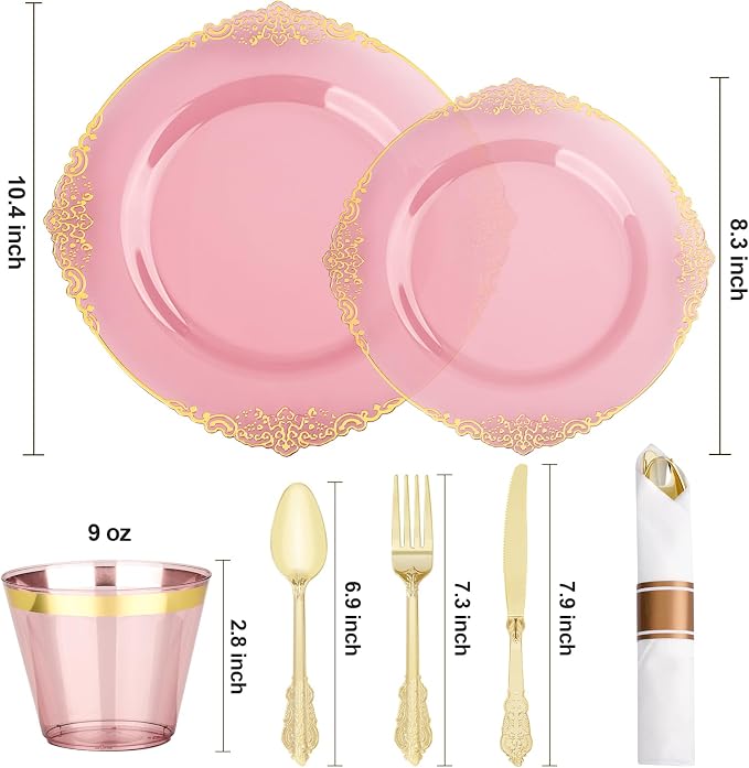 Bestluck 175PCS Burgundy Disposable Dinnerware - Image 3