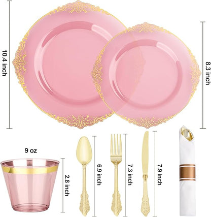 Bestluck 350PCS Burgundy Disposable Dinnerware - Image 2