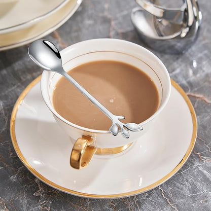 AnSaw Elegant Silver Leaf Coffee Spoons - Image 5