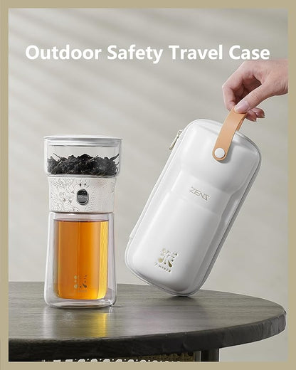 ZENS Glass Tea Infuser Pot, Modern One Touch Tea Maker - Image 8