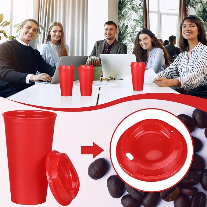 Domensi 15 Pack Reusable Plastic Coffee Cups - Image 5