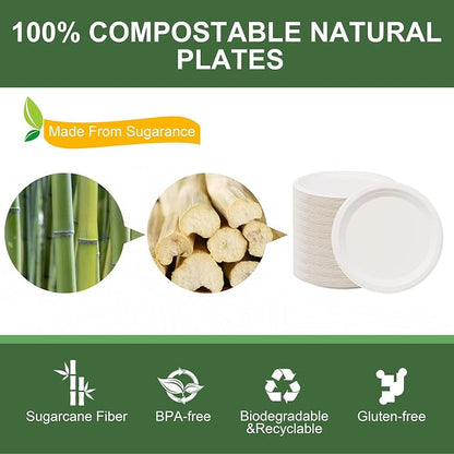 WELLIFE Paper Plates 9 Inch 125-Pack Heavy Duty Paper Plates Bulk | 100% - Image 4