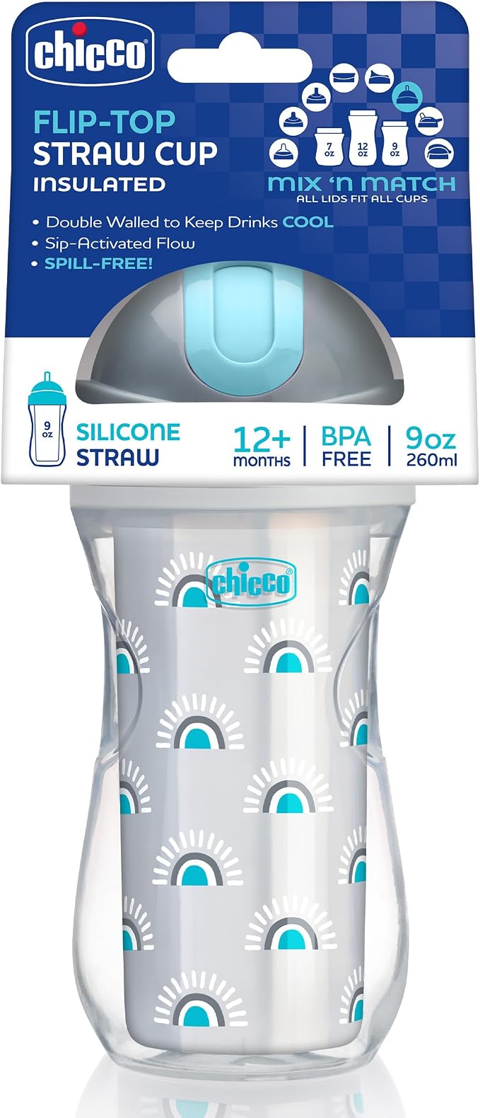Chicco Insulated Straw Sippy Cup 12+ Months, 9oz Toddler Training Cup - Image 9