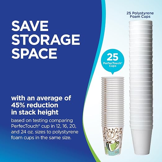 Dixie PerfecTouch 10 oz Paper Coffee Cups By GP PRO, Coffee Haze Design - Image 7