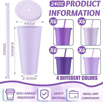 Skylety 24 Pcs Purple Plastic Cups - Image 2
