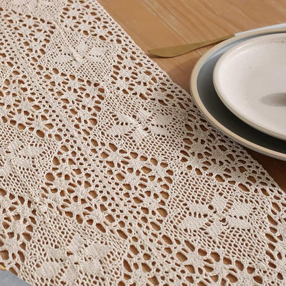 meioro Crochet Lace Table Runner, 12x72 Inch Boho Cotton Table Runners - Image 5