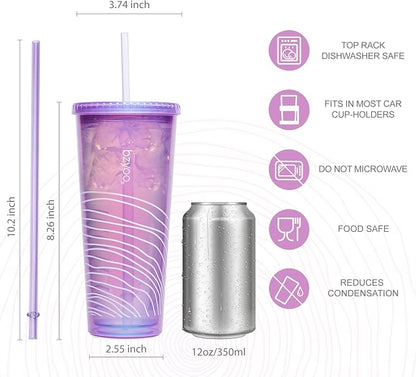 bzyoo 24oz Plastic Tumbler Cup, Lid & Straw, Iced Coffee, dishwasher safe - Image 8