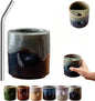 18oz Ceramic Coffee Mug with Hole, Vintage Kiln Style Handleless Tumbler by Unknown