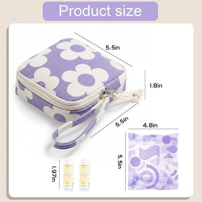 Corduroy Period Pouch for Women, Cute Sanitary Pad Pouch - Image 2