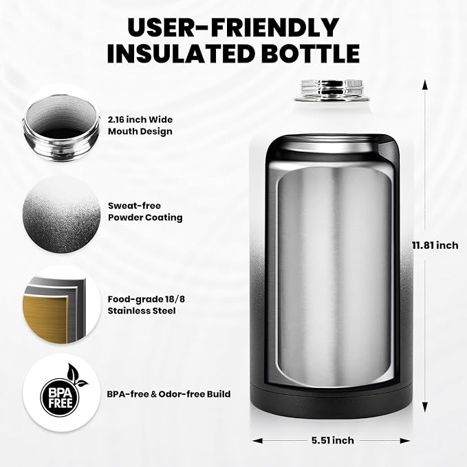 RAYMYLO One Gallon Water Bottle Insulated 128 oz, Stainless Steel | Triple - Image 5