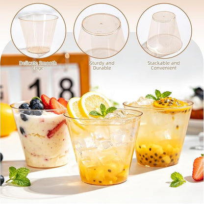 50 Pack 9oz Transparent Brown Plastic Cups, Fancy Disposable Cocktail Cup | - Image 4