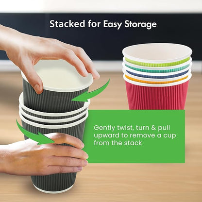 Restaurantware 12 Ounce Ripple Wall Disposable Coffee Cups, 500 Insulated - Image 10