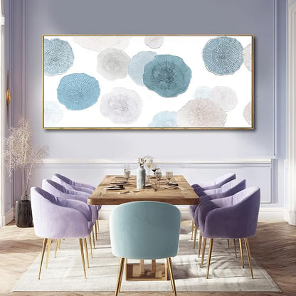 VAYIMDH Neutral Home Wall Decor Blue Canvas Wall Art Contemporary Decorative Painting 32"x70" Large Artwork for Living Room Bedroom