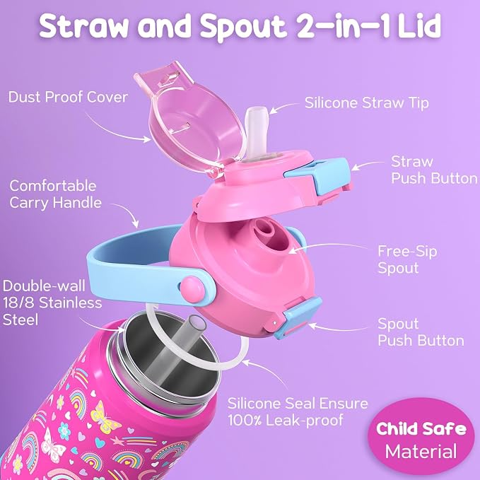 Fimibuke 14oz Kids Insulated Water Bottle - Image 2