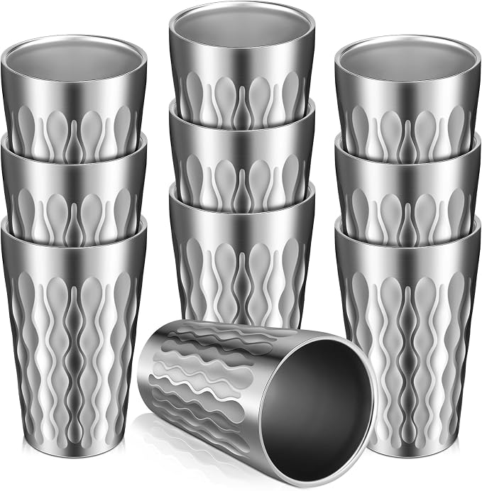 Sawysine 10 Pack 12 oz Stainless Steel Cup Double Wall Metal Tumbler Insulated by Sawysine