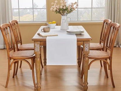 YATOJUZI White Table Runner Seasonal Wedding Kitchen Dining Table Decorations - Image 4