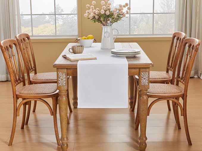 YATOJUZI White Table Runner Seasonal Summer Kitchen Dining Coffee Table - Image 4