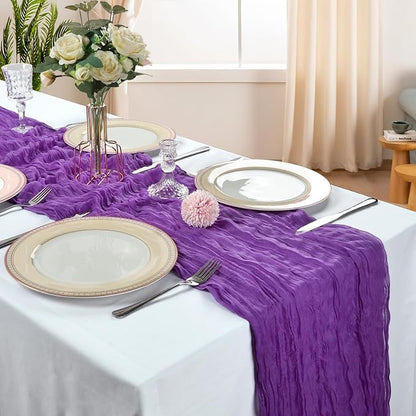 12 Pack 10Ft Dark Purple Cheesecloth Table Runner 23 x 120 Inch | Gauze Rustic - Image 2