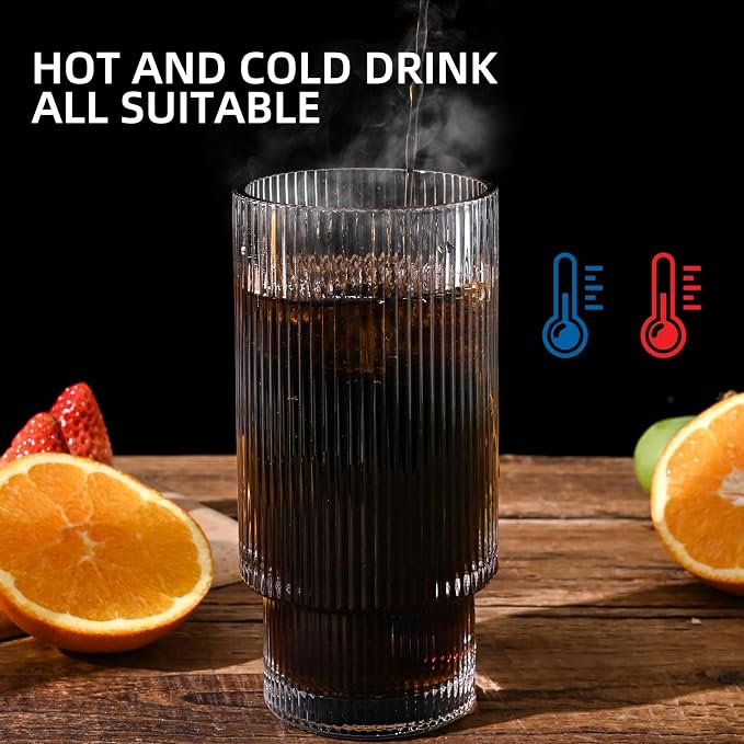 Drinking Glasses with Bamboo Lids and Glass Straw 4pcs Set, 16oz Glass Tumbler - Image 6