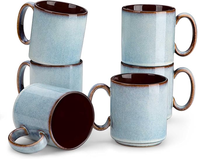 vancasso ONION Ceramic Coffee Mugs Set of 6, 16 Oz Coffee Cups by vancasso