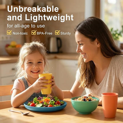 Wheat Straw Dinnerware Sets 40 Piece, Kitchen Plates and Bowls Set, Unbreakable - Image 5