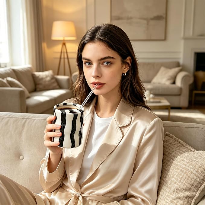 Espresso Cups Ceramic Coffee Mug Series European Striped Dot Coffee Cup And - Image 7