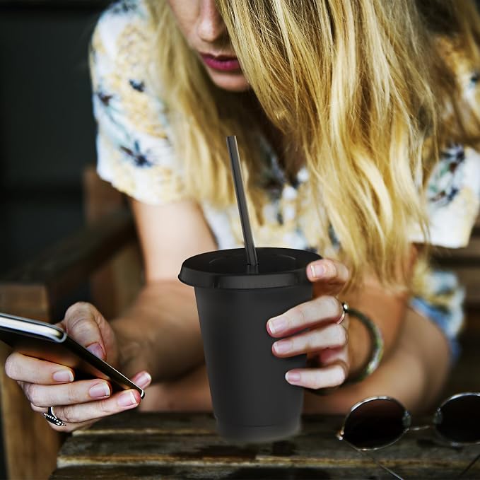 16 oz Reusable Black Plastic Cups - Image 4