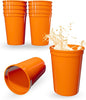 PartyPrints 10 Pack Small 10 to 12 oz Orange Reusable Blank Plastic Cups by PartyPrints