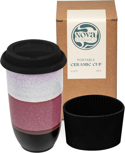 NOVA CERAMICS Coffee Travel Mug – Reusable Coffee Cup – Microwave & Dishwasher by NovaCeramics