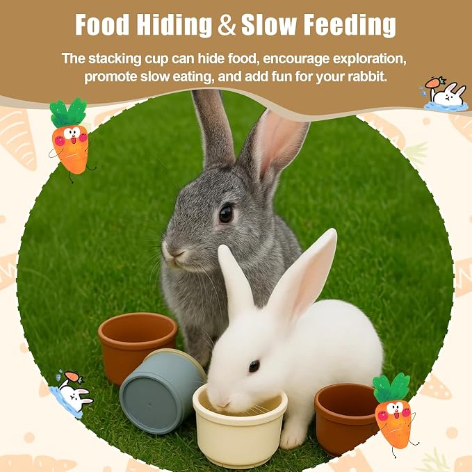 8 Pcs Stacking Cups for Rabbits, Nesting Rabbit Toys of Different Sizes - Image 3
