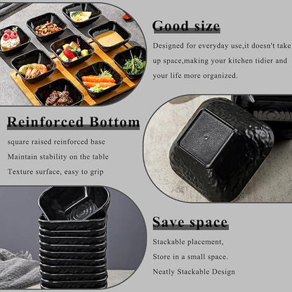 Berglander Dip Bowls Set 12pcs, 6 oz Black Plastic Dipping Bowls, Matte Stone - Image 4