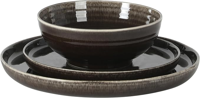Gibson Elite Eclipse Swirls Plates and Bowls Sets, 12-Piece Stoneware - Image 9