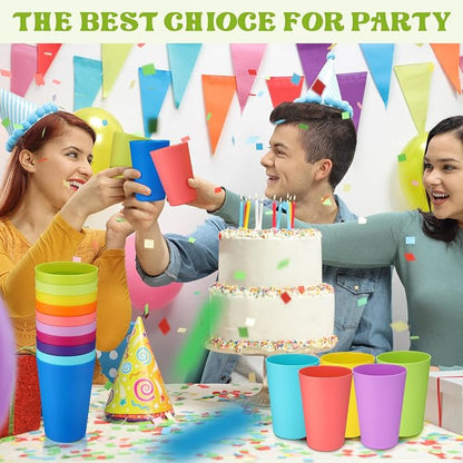 Patelai 100 Pcs usable Plastic Cups 8oz Drinking Cups Colorful Unbreakable - Image 6