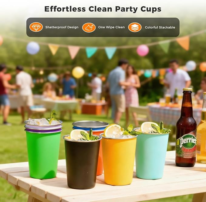 16 Pack Stainless Steel Cups 16oz - Image 5