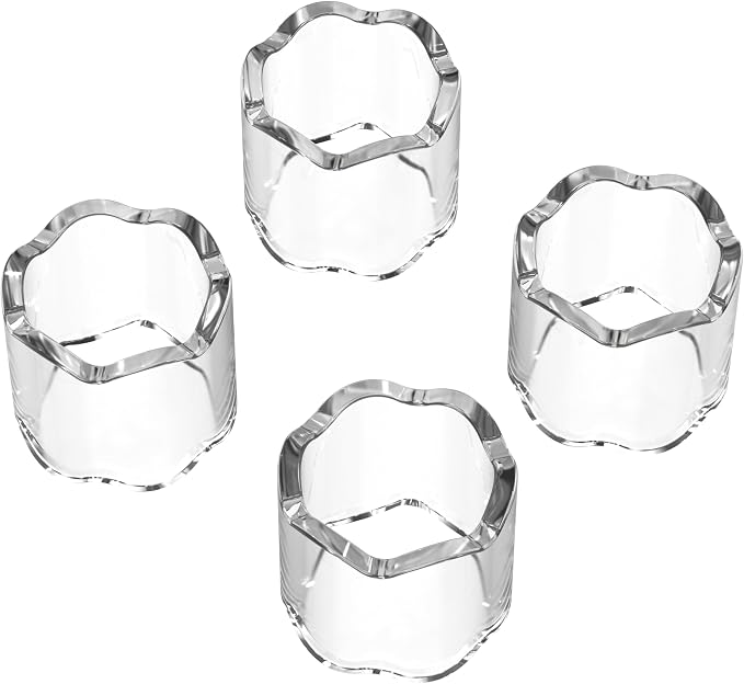 Scalloped Acrylic Napkin Rings Set of 4 – Elegant Crystal Clear Napkin Holders - Image 4
